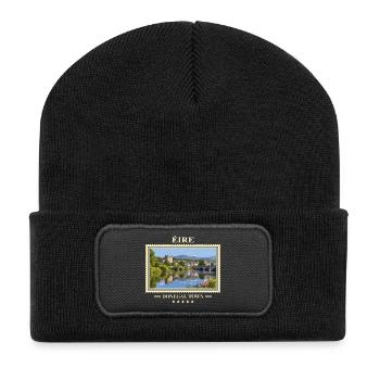 Irland Donegal Town Vintage Reisemarke - Recycelte Patch Beanie - Schwarz - Vorne