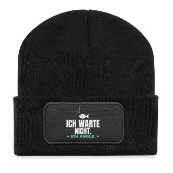 Ich warte nicht Ich angle Angler Angeln Lustiges - Recycelte Patch Beanie - Schwarz - Vorne