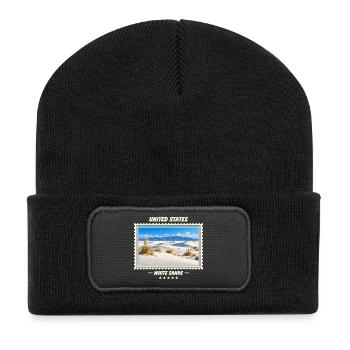 Vereinigte Staaten White Sands Vintage Reisemarke - Recycelte Patch Beanie - Schwarz - Vorne