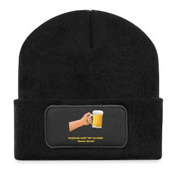 Magische Zahl 40 erreicht, amüsantes Bier Design - Recycelte Patch Beanie - Schwarz - Vorne
