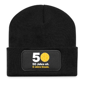 50. Geburtstag Handball – 0 Jahre Gnade - Recycelte Patch Beanie - Schwarz - Vorne