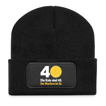 40. Geburtstag Handball – Wurfarm ist erst 25 - Recycelte Patch Beanie - Schwarz - Vorne