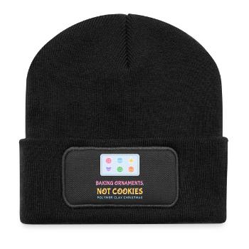 Ornamente backen, keine Kekse Polymer-Ton - Recycelte Patch Beanie - Schwarz - Vorne