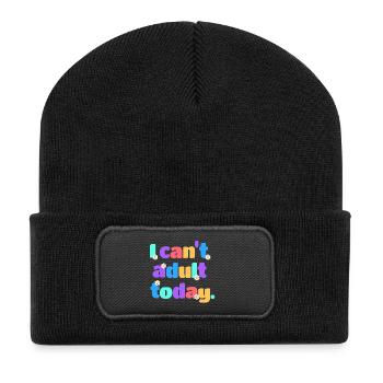 I Can't Adult Today Lustig Retro Spruch Geschenk - Recycelte Patch Beanie - Schwarz - Vorne