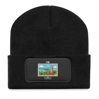 China Huizhou Vintage Reisemarke - Recycelte Patch Beanie - Schwarz - Vorne