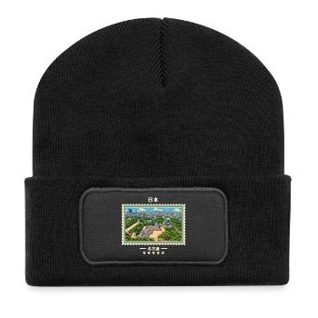 Japan Nagoya Vintage Reisemarke - Recycelte Patch Beanie - Schwarz - Vorne