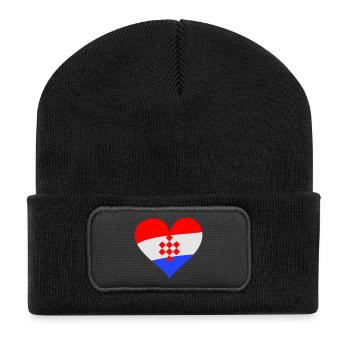 Herz Kroatien - Recycelte Patch Beanie - Schwarz - Vorne