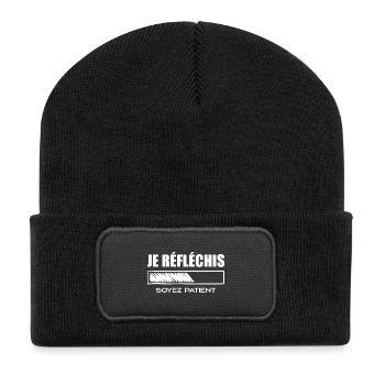 I'm thinking about it, be patient - Recycled Patch Beanie - black - Front