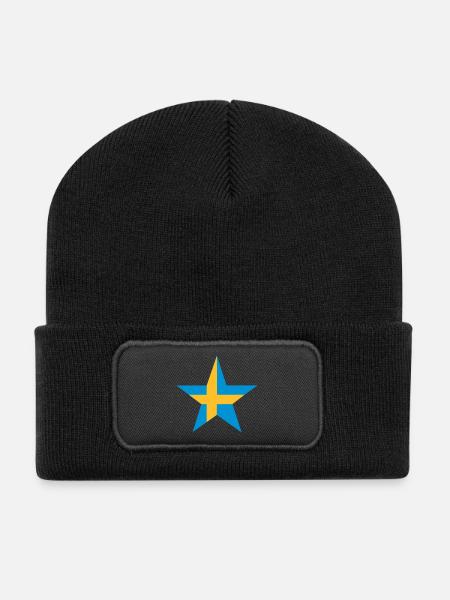 Schwedische Stern - Recycelte Patch Beanie - Schwarz
