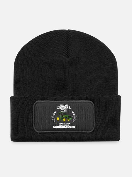 Agriculteur Blanc T - Beanie recyclé à patch - noir
