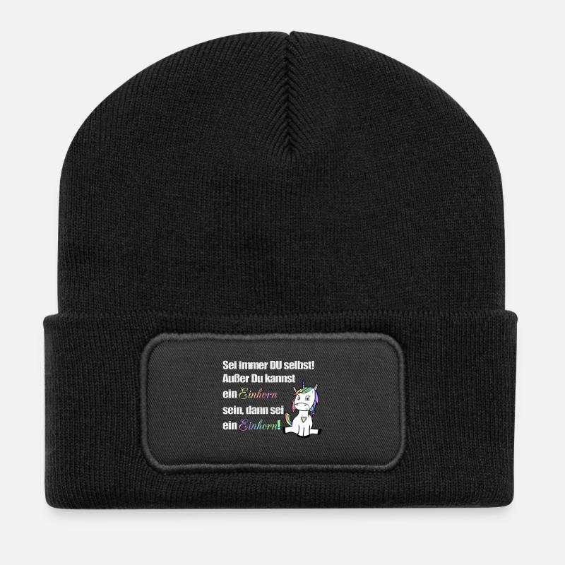 Sei immer du selbst - Recycelte Patch Beanie - Schwarz