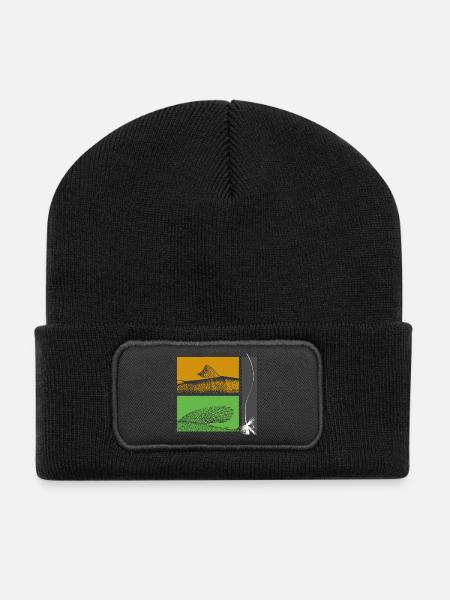 Modell 26 - Forelle und Äsche - Recycelte Patch Beanie - Schwarz