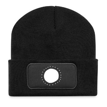 Kreis Punkte Form - Recycelte Patch Beanie - Schwarz - Vorne