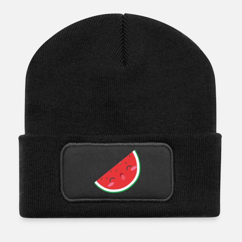 melon d'eau douce - pastèque douce avec le sourire - Beanie recyclé à patch - noir