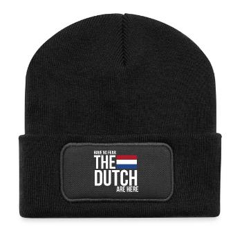 Habe keine Angst, die Holländer sind hier - Recycelte Patch Beanie - Schwarz - Vorne