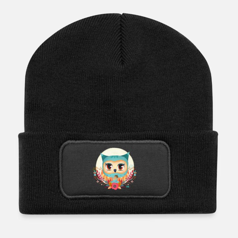 Schöne Herbstfarbe - Recycelte Patch Beanie - Schwarz