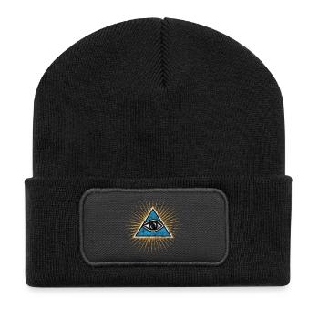 Yeux omniprésents, Triangle, Pyramide, Vintage, Dieu - Beanie recyclé à patch - noir - Devant
