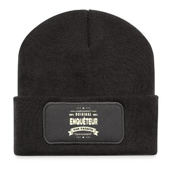 Enquêteur Original - Beanie recyclé à patch - charbon - Devant