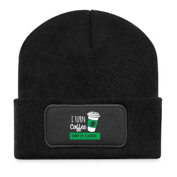Ich drehe Kaffee in Code-Entwickler - Recycelte Patch Beanie - Schwarz - Vorne