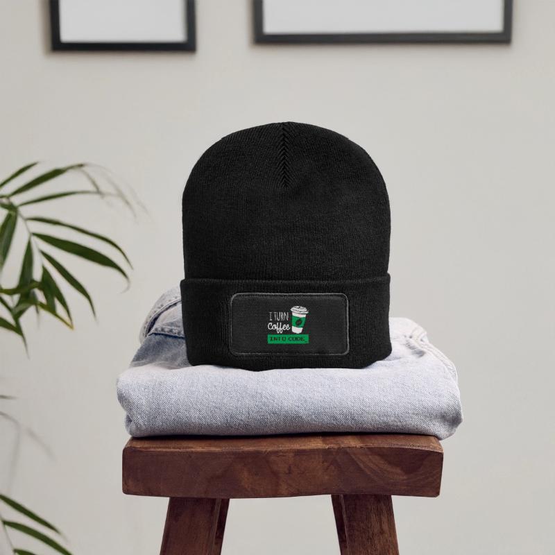 I turn coffee into developer code Recycled Patch Beanie