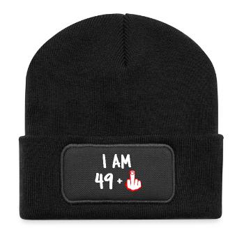 50 years birthday gift t-shirt funny fifty - Recycled Patch Beanie - black - Front