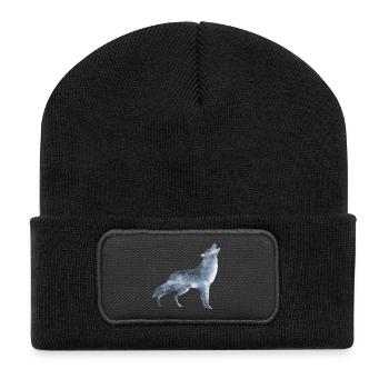 Howling wolf in the moonlight - Recycled Patch Beanie - black - Front