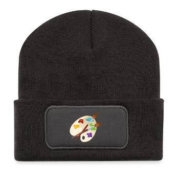 maler painter pinsel paint farbe artist color colo - Recycelte Patch Beanie - Dunkelgrau - Vorne
