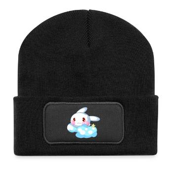 Lapin doux enfants - Beanie recyclé à patch - noir - Devant