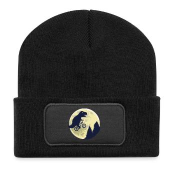 Dinosaur moon funny T-Rex gift birth - Recycled Patch Beanie - black - Front