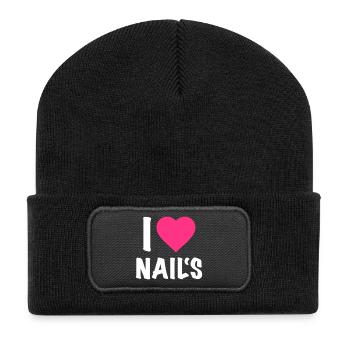 I love Nails - Nail Artist - Nageldesign - Nails - Recycelte Patch Beanie - Schwarz - Vorne