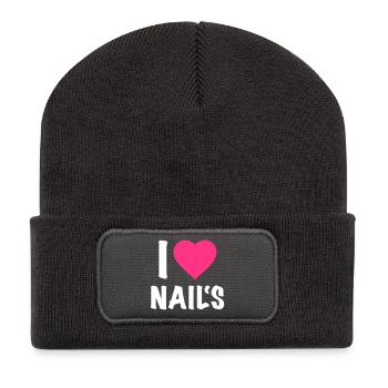 I love Nails - Nail Artist - Nageldesign - Nails - Recycelte Patch Beanie - Dunkelgrau - Vorne
