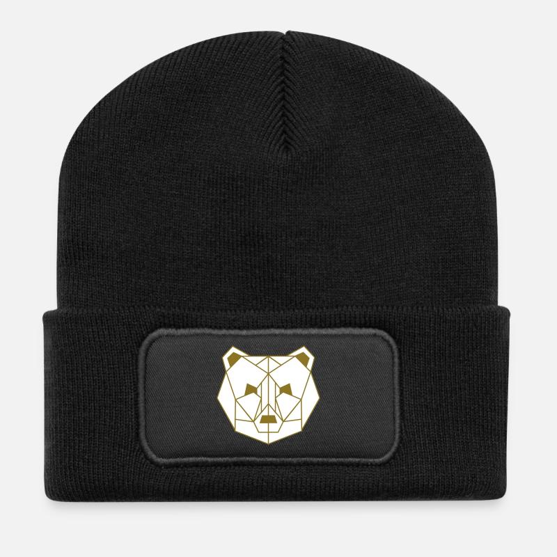 Polygone Bear - Recycelte Patch Beanie - Schwarz