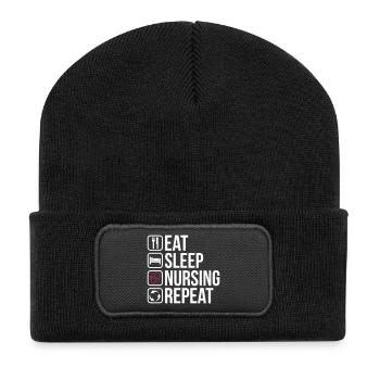 Mangez la répétition d'allaitement de sommeil - Beanie recyclé à patch - noir - Devant