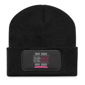 Mein Mann ist die Liebe meines Lebens - Geschenk - Recycelte Patch Beanie - Schwarz - Vorne
