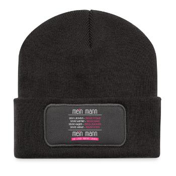 Mein Mann ist die Liebe meines Lebens - Geschenk - Recycelte Patch Beanie - Dunkelgrau - Vorne