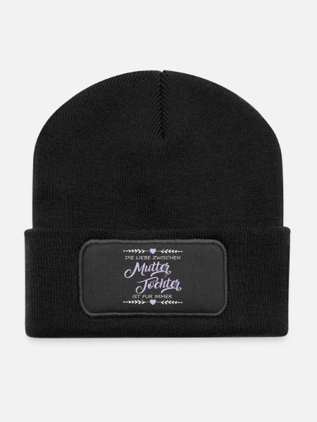 Liebe zwischen Mutter und Tochter - Geschenk - Recycelte Patch Beanie - Schwarz