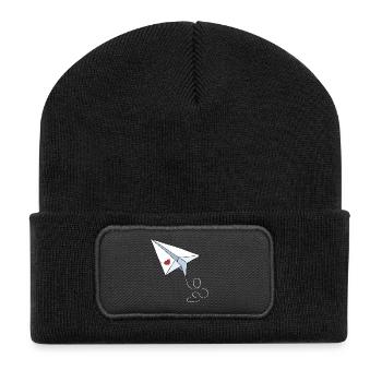 Avion en papier avec coeur - Amour - Voyage - Vol - Beanie recyclé à patch - noir - Devant