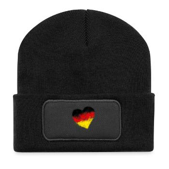 WM EM Allemagne Heart Champion du Monde de Football - Beanie recyclé à patch - noir - Devant