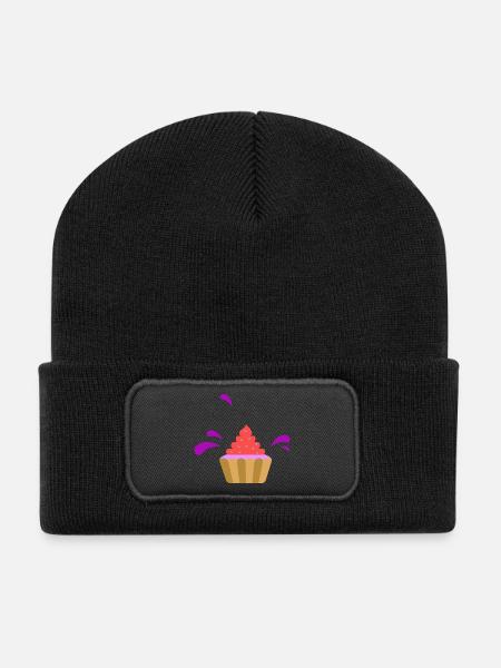 Very tasty muffin with strawberry cream gift - Recycled Patch Beanie - black