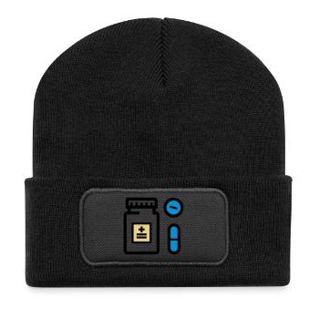 Pills, medicines, medicine, drugs, pill box - Recycled Patch Beanie - black - Front