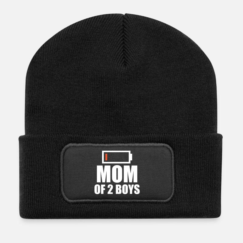 Maman de 2 garçons faible énergie - Beanie recyclé à patch - noir