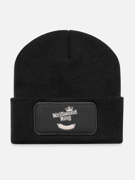 Weißwurst King bayerisches Geschenk - Recycelte Patch Beanie - Schwarz