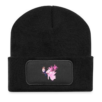 Bird with flowers - Recycled Patch Beanie - black - Front