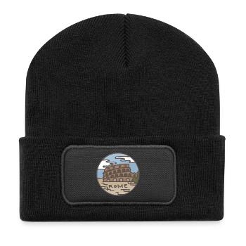 Rome (Italy) Illustration - Recycled Patch Beanie - black - Front