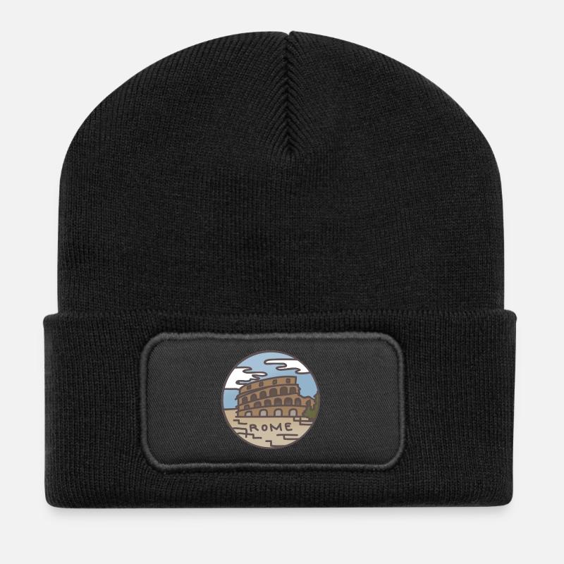 Rome (Italy) Illustration - Recycelte Patch Beanie - Schwarz