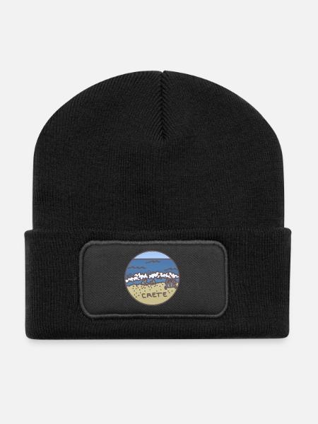 Crète - Grèce Illustration - Beanie recyclé à patch - noir