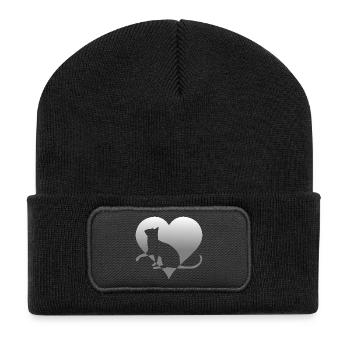 Katze Katze Katze Katze Katze Katze Mieze - Recycelte Patch Beanie - Schwarz - Vorne