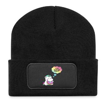Unicorn Baby Donut Baby Gift - Recycled Patch Beanie - black - Front