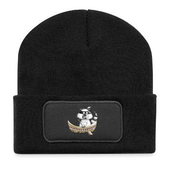 Raccoon In Canoe I Kayak I Paddle Kids Gift - Recycled Patch Beanie - black - Front