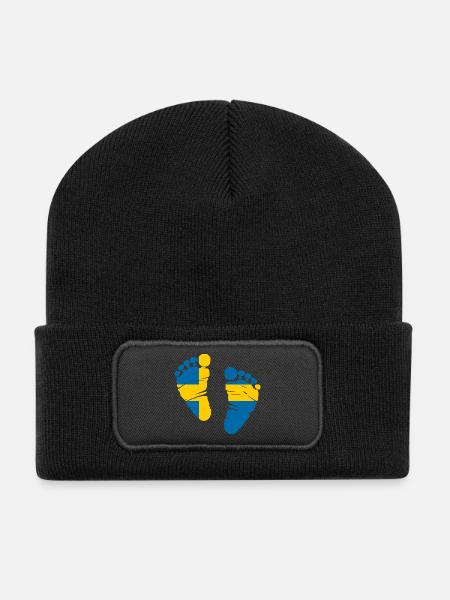 Schweden Stockholm Geschenk Heimat - Recycelte Patch Beanie - Schwarz